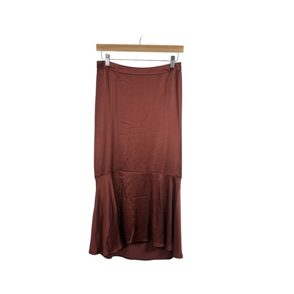 Express Women’s Satin Drape Midi Skirt in Rust Size 6 - Picture 4 of 9
